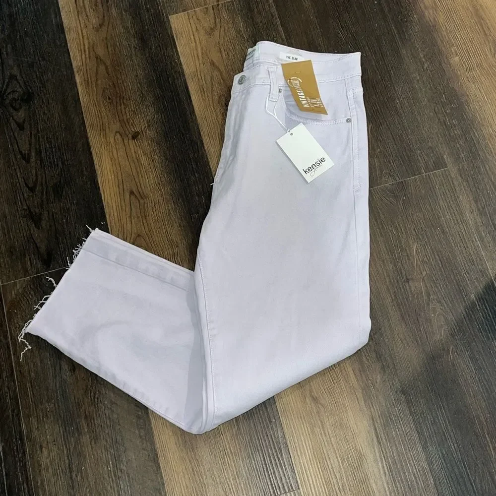 Kensie size 10/30 lilac denim slim fit with raw edge hem NWT - Picture 10 of 14